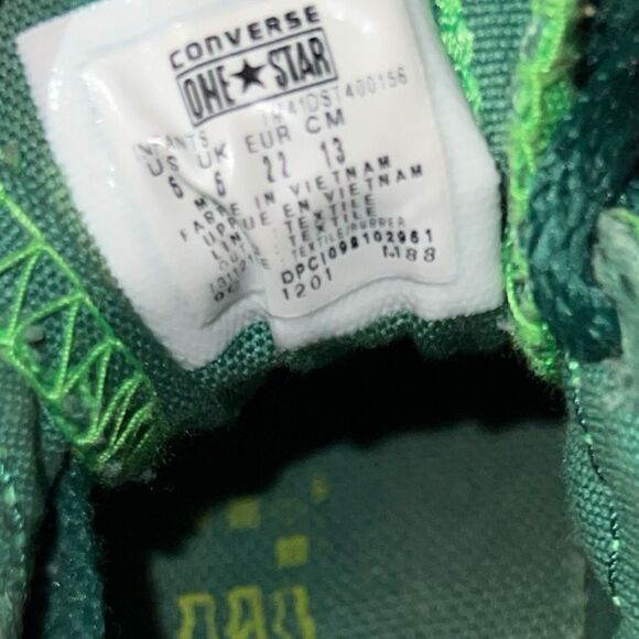 Baby Infant Green Canvas Converse One Star Snake Sneakers Size 6C - Picture 5 of 7